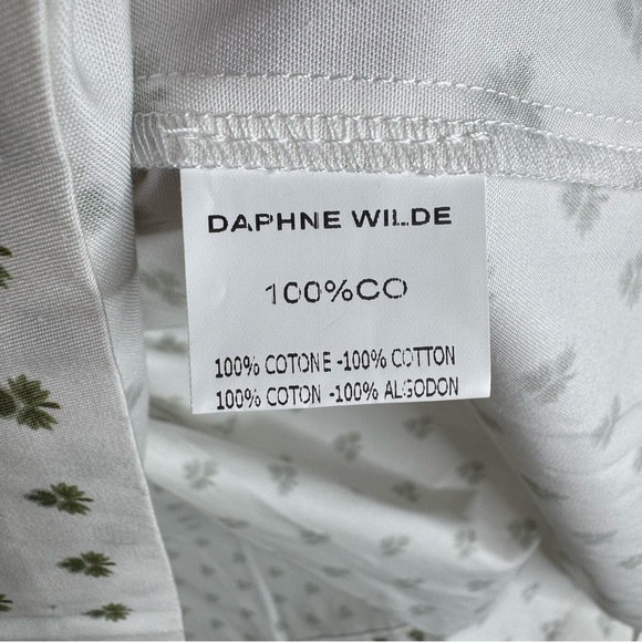 Daphne Wild White Clover Print Sleeveless Cotton Midi Dress Cottagecore Size 1 - Picture 6 of 9